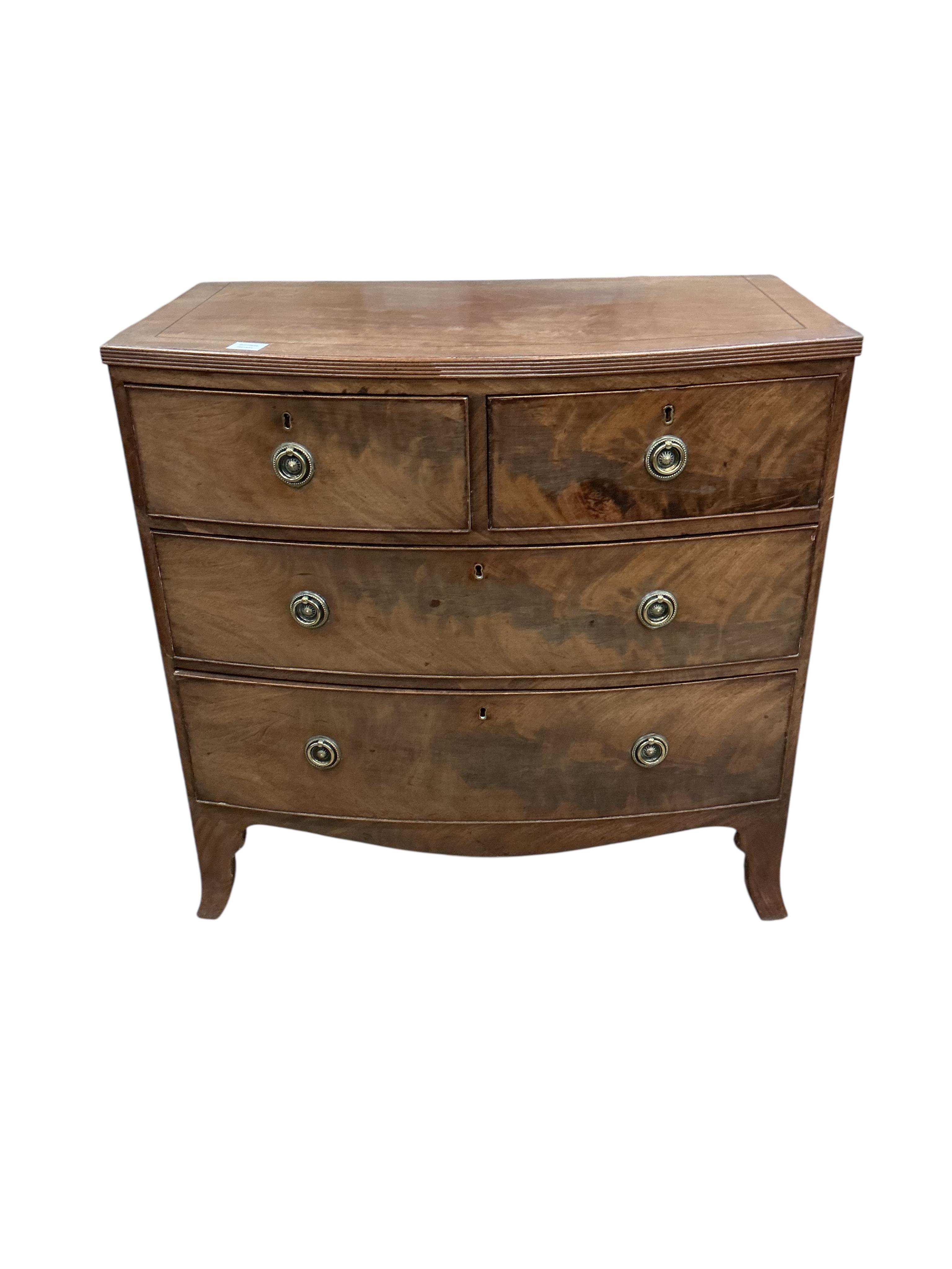 A Regency mahogany bowfront chest, width 89cm, depth 49cm, height 88cm